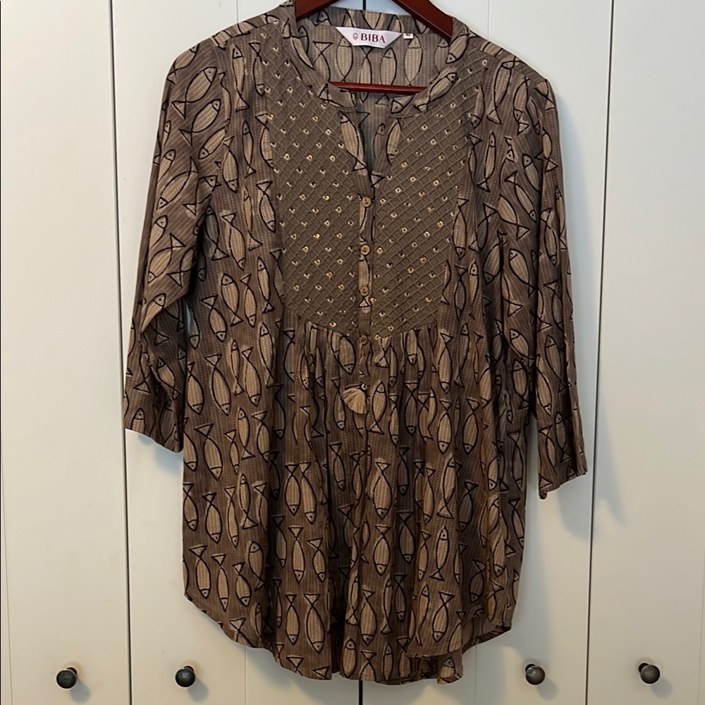 Biba Grey/Brown Patterned Tunic
